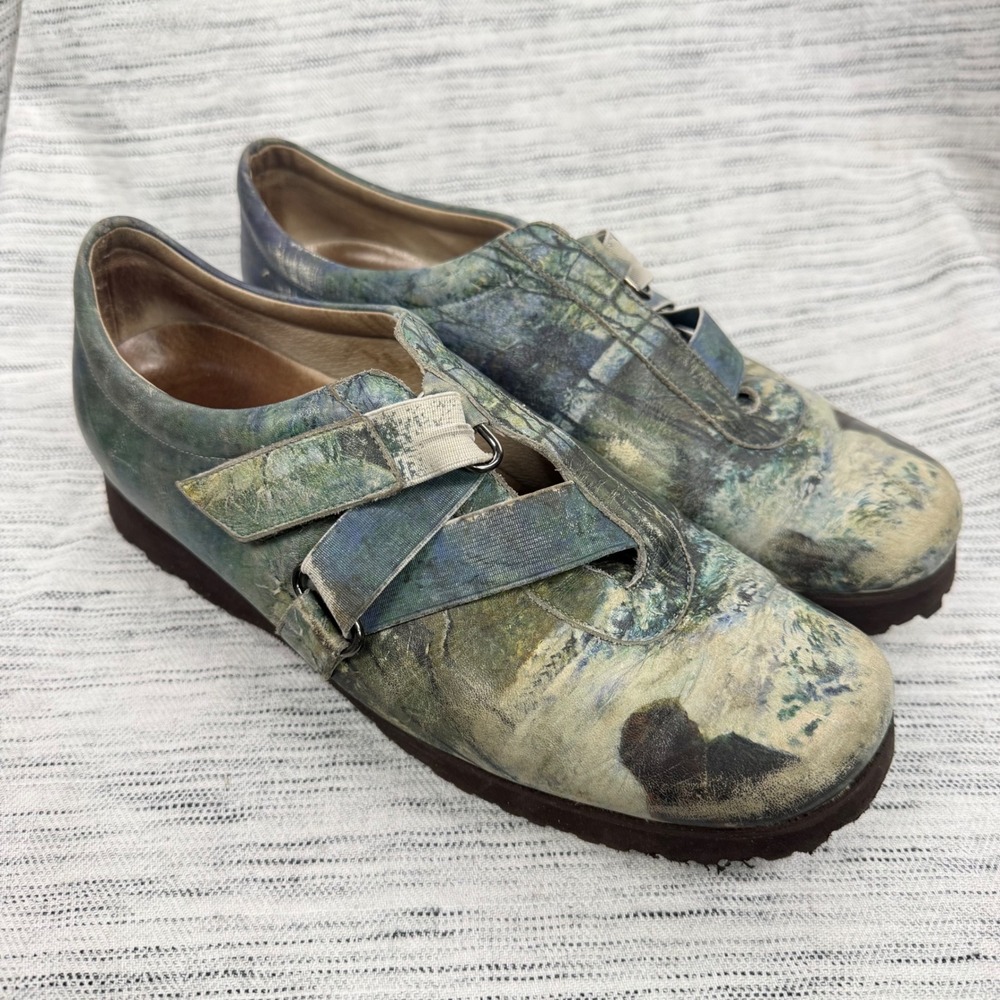 ICON Carcel Street Velcro Sneakers Art to Wear Green Outdoor Print Avant Garde